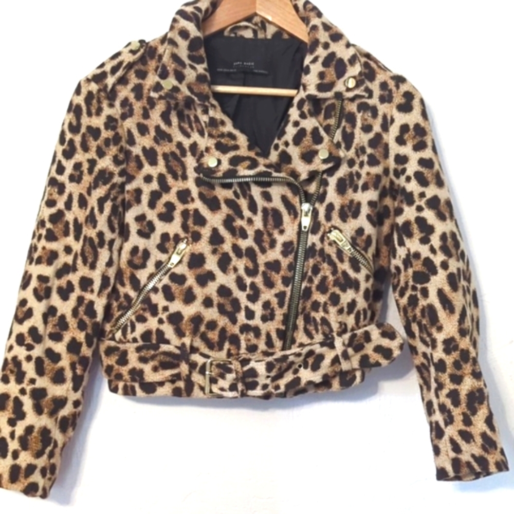 ZARA Leopard Print / Cheetah Print Women's Cropped Knit Jacket NWT